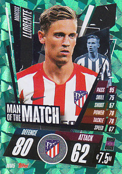 Marcos Llorente Atletico Madrid 2020/21 Topps Match Attax CL Man of the Match #MM05
